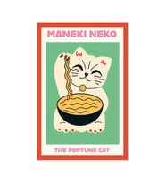 Maneki Neko – The Fortune Cat Şans Kedisi  Temalı Hediye Not Kartı Kartpostal  10×15 cm (Sarı-Yeşil-Kahverengi-Beyaz)