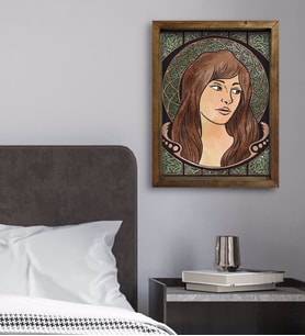 BK Gift Yatak Odası Konseptli Doğal Masif Ahşap Çerçeveli Tablo 45x65cm-34
