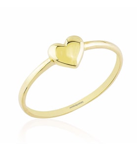 Kalp'li Altın Yüzük Sade 14 K Gold (Çok Renkli)