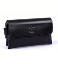 KANGAROO KINGDOM Hakiki Dana Deri Napa & Kroko Siyah Erkek Portföy & Clutch El Çantası 9288-FCS (Siyah)