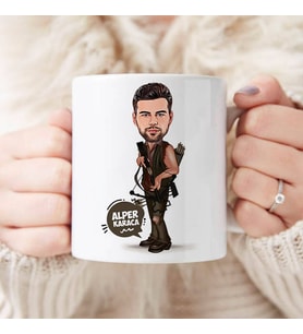 Kişiye Özel Okçu Erkek Karikatürlü Kupa Bardak