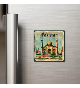 Pakistan Pakistan - Posta Pulu Temalı Ülke - Baskılı Buzdolap Magneti Kare - 9x9 cm