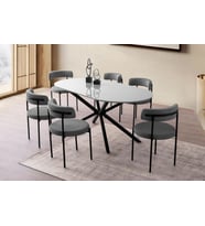 LİRONA MASA, ROLLS METAL SANDALYE, SİS GRİ, 180X90