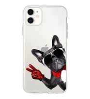 PrintiFy Apple  iPhone 11 ile Uyumlu 1mm Slim Fit Köpek 2 050e Baskılı Şeffaf  Kılıf