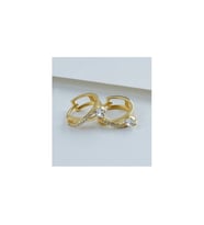 925 Ayar Gold Zirkon Taşlı Tektaş Örgü Gümüş Küpe