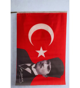 50x75cm Kalpaklı Atatürk Raşel Kumaş Sopalı Türk Bayrağı – Dayanıklı ve Kaliteli Dijital Baskı
