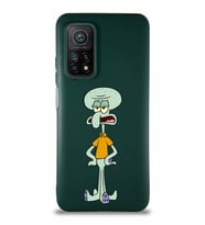 Xiaomi Mi 10T Soft Premier Kapak Squidward Dokunaç Tasarımlı Silikon Kılıf - Yeşil (Şeffaf)
