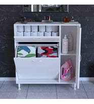 Modilayn 90 x 97 x 32 cm YENİCE Kirli Çamaşır Sepetli Dolap Çok Amaçlı Banyo Dolabı Mutfak Dolabı