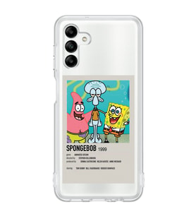 Samsung Galaxy A04S Uyumlu Sunger Bob Minimalist Poster Desenli Şeffaf Telefon Kılıfı