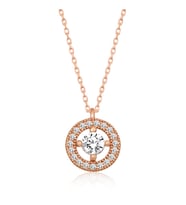 Premium Parlak ve Şık Rose Gold Renk Minimal Yuvarlak Tektaş Kadın 925 Ayar Gümüş Kolye (45 cm)