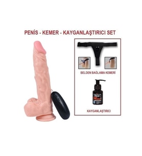 22,5 cm Belden Bağlamalı Gerçekçi Titreşimli Dildo Vibratör Penis
