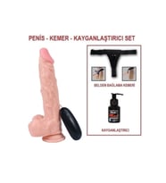 22,5 cm Belden Bağlamalı Gerçekçi Titreşimli Dildo Vibratör Penis