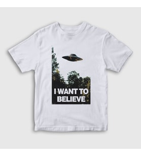 Presmono Unisex Çocuk Beyaz I Want To Believe Dizi X Files T-Shirt 521971tt