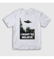 Presmono Unisex Çocuk Beyaz I Want To Believe Dizi X Files T-Shirt 521971tt