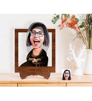 BK Gift Kişiye Özel Mona Lisa Karikatürlü Ahşap Standlı 3D Biblo-1 (Beyaz)