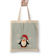 Christmas Penguin Cute Santa Hat Bez Çanta Uzun Saplı