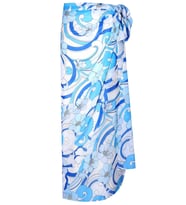 Peraluna AZUL PAREO Çiçekli Dalga Desen 140X140 CM Şifon Pareo & Eşarp - Mavi