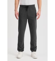Antrasit Erkek Fermuarlı Cepli Nakış Detaylı Düz Paça Rahat Kesim Günlük Eşofman Altı
