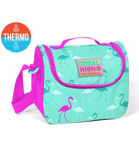Coral High Yeşil Flamingo Desenli Termoslu Beslenme Çantası - Kız Çocuk