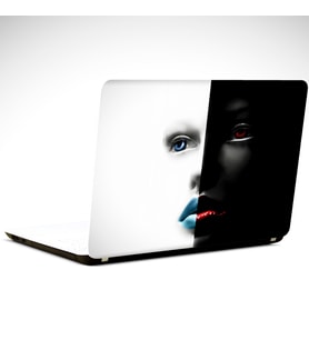 Yüz Siyah Beyaz Laptop Sticker 10 İnch (25X19CM)