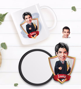 BK Gift Kişiye Özel Erkek Avukat Karikatürlü Beyaz Kupa ve Ahşap Bardak Altlığı Hediye Seti-1