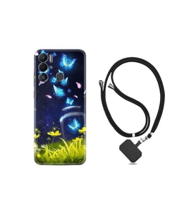 Pova Neo Kılıf Ipli Boyun Askılı Desenli Silikon Neon Butterflys 1309