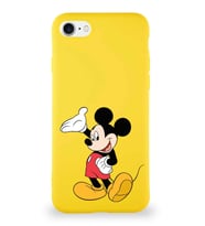 Apple iPhone SE 2022 Soft Premier Kapak Mickey Mouse-C Tasarımlı Silikon Kılıf - Sarı (Şeffaf)