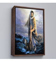 Çerçeveli İsa Peteri Kurtarıyor Tablo, Hırıstıyan Hediyesi, Jesus Saving Peter (Kahverengi)