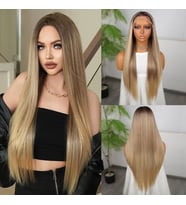 Kumral Dore Sarı Ombreli Fiber Sentetik Tül Peruk