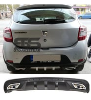 Dacia Sandero Difüzör Arka Tampon Eki 2 Egzoz Çıkışlı Siyah