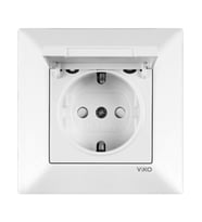 VİKO 90967X12 - Meridian Çocuk Korumalı Kapaklı Topraklı Priz Beyaz (Çerçevesiz) VİKO