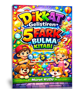 Dikkat Geliştiren 5 Fark Bulma Kitabı (73 Tam Sayfa Fark Bulmacası)