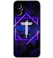 Omix X3 Kılıf HD Desen Baskılı Arka Kapak - Dark Neon Yaprak T Harfi
