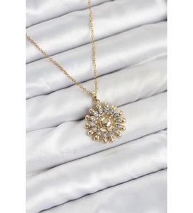 316L Çelik Zincir Gold Renk Güneş Model Kadın Kolye - TJ-BKO10605