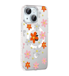 iPhone 14 Floral Magsafe Kapak - Turuncu