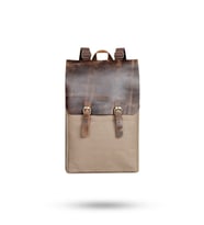 Design 02 15.6 Inch Kanvas - Hakiki Deri Laptop Sırt Çantası