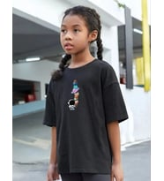 Çocuk Unisex Baskılı T-Shirt - Siyah