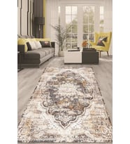 Dijital Kaymaz Taban Yıkanabilir Modern Renkli Salon Halısı Mutfak Halısı Yolluk ND-HT-631 (Krem)