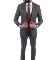 Kombinli Slimfit Drop 6 Takım Elbise (Gri)
