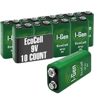 Lexroo Ecocell Çinko Karbon 9V (6F22) 9 Volt Pil 10'Lu Paket