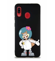 Samsung Galaxy A20 Soft Premier Kapak Sandy Tasarımlı Silikon Kılıf - Siyah (Şeffaf)