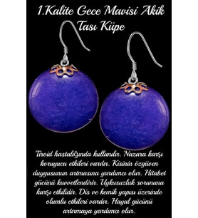 Sertifikalı Gece Mavisi Akik Taşı Doğal Taş Küpe - 1.kalite (Çok Renkli)