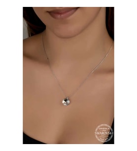 Swarovski Crystal Taşlı Tektaş Gümüş Kadın Kolye