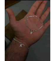 925 ayar gümüş harfli ikili bileklik