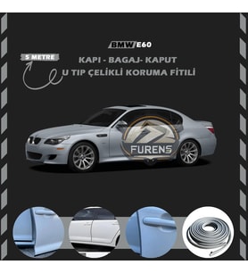 Bmw E60 Oto Araç Kapı Koruma Fitili 5metre Parlak Gri Renk