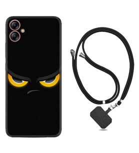 Samsung Galaxy A04E Kılıf Silikon Boyun Askılı İpli Desenli Silikon Black Eyes 1644