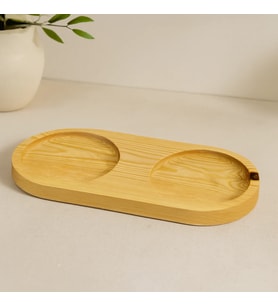 Northcity Ahşap 2 Bölmeli Oval Yağdanlık Altlık 27x12,5 cm