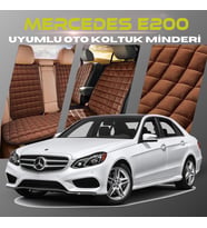 Mercedes E200 Kahverengi Renk Tay Tüyü Cepli & Terletmez Sırtlı Oto Koltuk Minder Seti - Koltuk Koruma Kılıfı (ÖN & ARKA TAM SET)