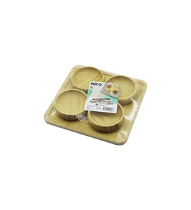 AHŞAP BAMBU 5PCS ÇEREZLİK - LOKUMLUK KASE SETİ 22X22CM (5343)