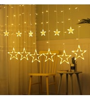 Yıldız Sarkıtlı Perde LED Aydınlatma - 3m Genişlik, 8 Modlu, Günışığı Renk,Ev Süsleme Işığı